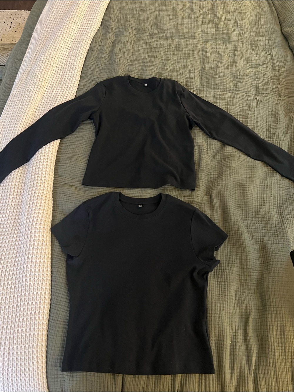 Uniqlo Black Crew Neck T-Shirts - short and long sleeve bundle